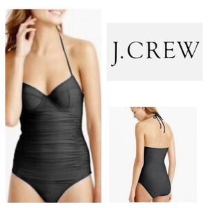 J. Crew Black Halter Underwire One-Piece Swimsuit